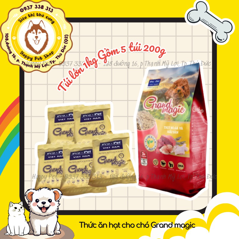 Thức ăn hạt cho chó Grand magic gói 1Kg
