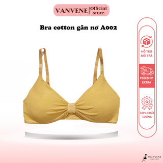 Áo ngực bra cotton nơ Vanvene free size mới cân nặng phù hợp 40-55kg chất liệu cotton thấm hút A002