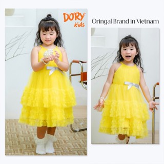 Váy công chúa cổ yếm đỏ Noel cho bé gái DORYKIDS váy thiết kế cao cấp vải voan lưới kết hợp chân váy tutu siêu bồng xoè