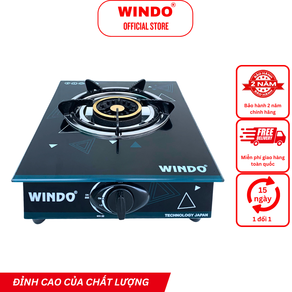 Bếp Gas Đơn Mặt Kính WINDO - 117 PHI 100 | Bếp gas đơn có đầu hâm tiết kiệm gas