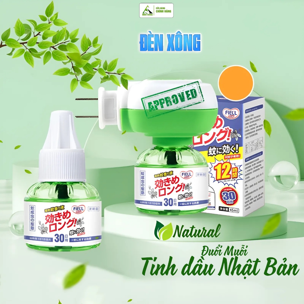 Bộ đèn xông tinh dầu đuổi muỗi côn trùng Nhật Bản Fiell Thiên nhiên an toàn, hiệu quả cao Minh House