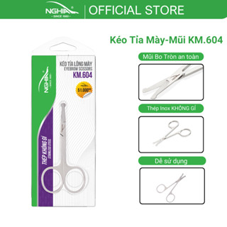 Kéo Cắt Tỉa Lông Mũi Đầu Tròn Thép Không Gỉ KỀM NGHĨA KM.604
