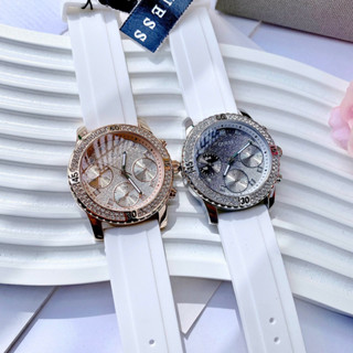 [Chính Hãng 100%] Đồng Hồ Nữ Guess W1098L5 ,W1098L1 Máy Quartz (Pin) Dây Silicon Trắng Full Box