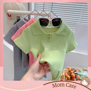 TT398 Set áo cộc thun tăm phối quần tăm loe cực xinh - MOMCARE