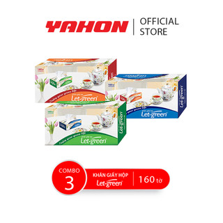 Combo 3 hộp khăn giấy let-green, 160 tờ/hộp