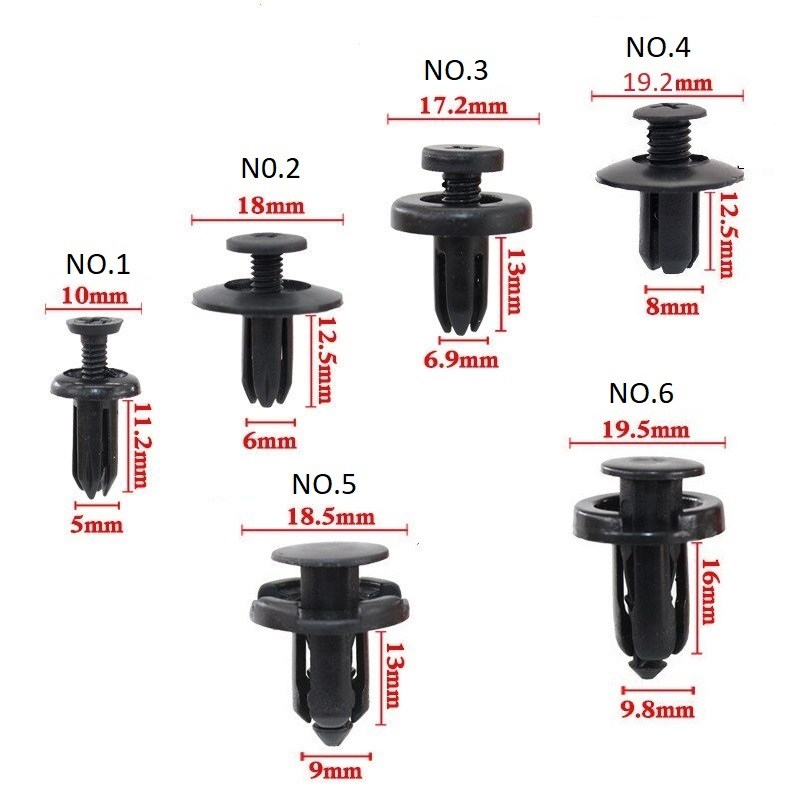 Set 20 Đinh tán nhựa 5mm 6mm 7mm 8mm 9mm 10mm cho phụ tùng xe hơi (TÙY CHỌN) - Chốt vít nở cho ô tô