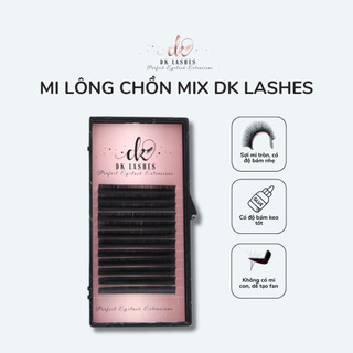 Mi khay MIX DK Lashes 0,07 độ cong J , C , CC , M , L , D , LJ với size 8mm-14mm-Mi đen tự nhiên