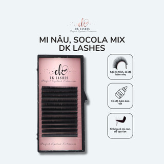 Mi màu nâu, Nâu socola DK Lashes, độ cong MIX, C , CC có size từ 8mm-13mm - Mềm mịn như lông mi thật