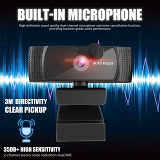 Webcam PGR 2K Auto Focus – camera máy tính 3MP, USB 1.5m, mic stereo chống ồn, có nắp che và tripod cho máy tính