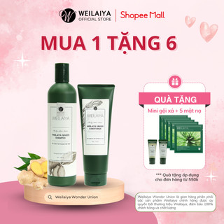 Bộ dầu gội xả gừng kích thích mọc nhanh Weilaiya Ginger Shampoo 400ml + 250ml