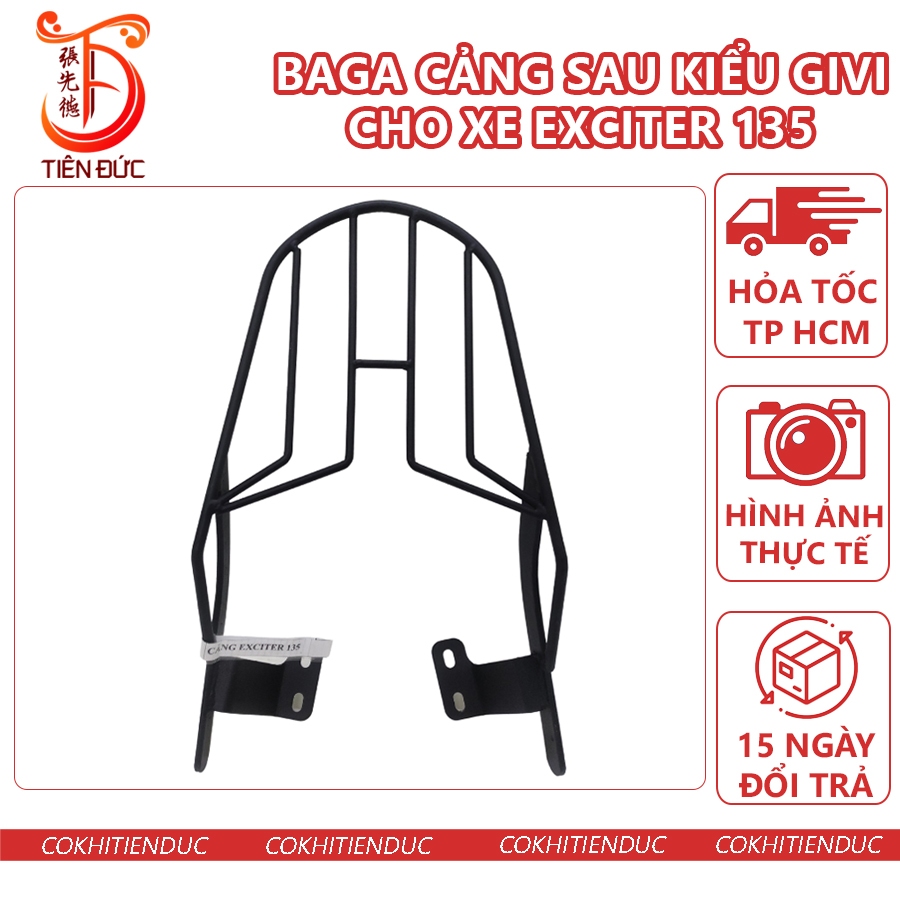 Cảng Givi Xe Exciter 135 Đen Sơn Tĩnh Điện Ba ga Baga Sau Kiểu Tay Dắt Sau Ex135 Ex 135 Cản Gi vi