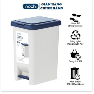 (New) Thùng rác đạp chữ nhật 20l - Kèm lõi - Chính hãng INOCHII tiêu tiêu chuẩn nhật bản