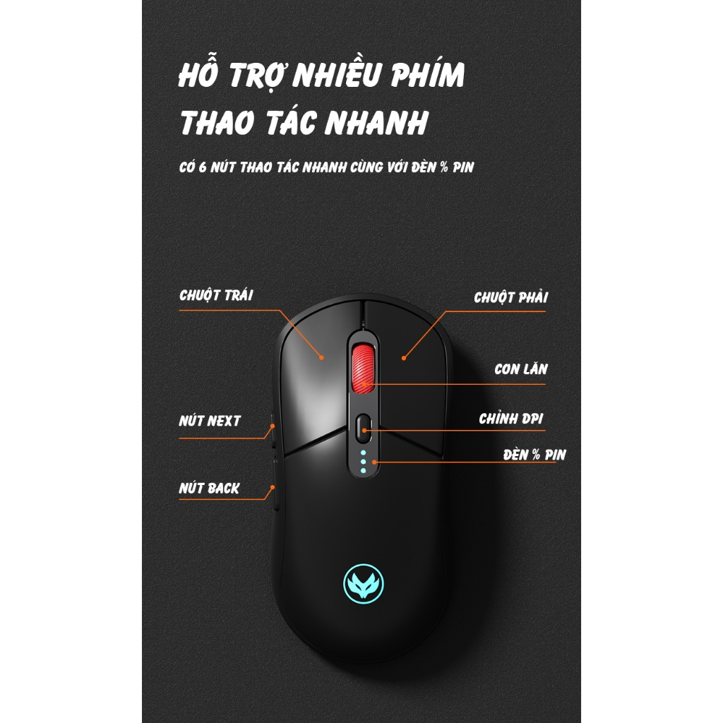 Chuột máy tính 3 mode kết nối - bluetooth không dây Atas F20 - Dual Mode - Pin sạc 500mah - Sử dụng liên tục 50h | BigBuy360 - bigbuy360.vn