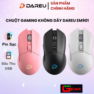 Chuột không dây Gaming Dareu EM901 Black / Pink / White ( LED RGB , Pin sạc )