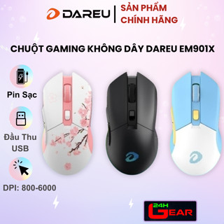 Chuột không dây Gaming Dareu EM901X Dock Sạc Hồng | Đen | Xanh Trắng LED RGB