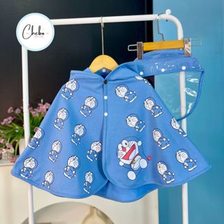 Áo choàng chống nắng họa tiết Doraemon có mũ chắn giọt bắn cho bé mềm mịn an toàn tiện lợi.
