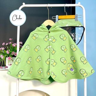 Áo choàng nắng cho bé họa tiết Khủng Long có mũ chắn giọt bắn chống bụi, mềm mại, an toàn.
