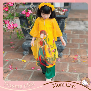TT344  Áo dài Xuân tơ lụa cúc ngọc tay lỡ cho bé gái - MOMCARE