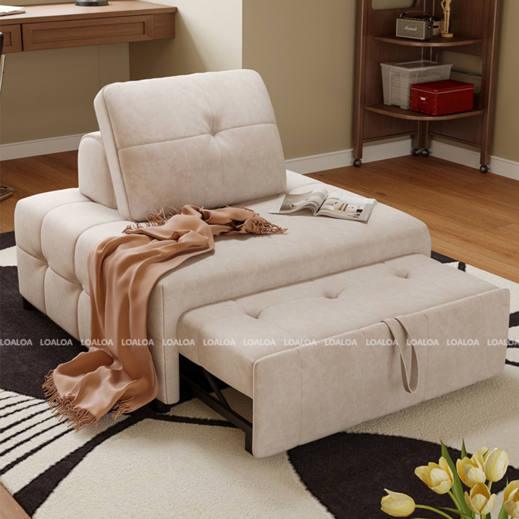 Ghế sofa giường gấp gọn thông minh, Giường sofa đa năng gấp gọn bọc lông cừu khung thép chắc chắn