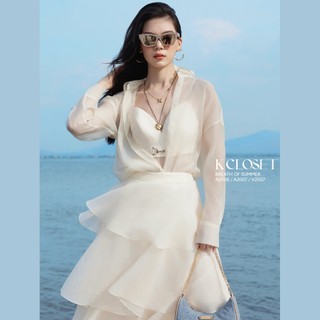 Áo sơ mi voan tay dài Freesize, thời trang thiết kế K Closet A2008