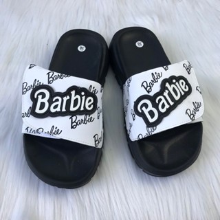 GIÁ XƯỞNG - Dép lê nam nữ quai ngang BARBIE TEM ĐEN QUAI TRẮNG KÉO LỤA ĐEN 4CM đúc tại xưởng lớn ,siêu rẻ