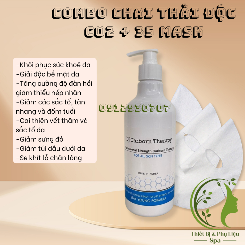 Mặt Nạ Thải Độc CO2 Chai Lớn 500ml Kèm 35 Mặt Nạ Giấy CO2