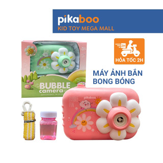 Đồ chơi máy ảnh bắn bong bóng xà phòng Pikaboo, họa tiết kiểu dáng bắt mắt, chất liệu an toàn cho bé