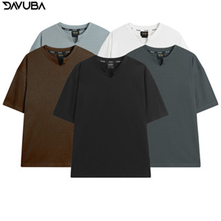Áo thun tăm cổ V 2.0 DAVUBA cộc tay from rộng SM089
