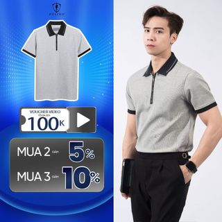 Áo polo nam cộc tay Polido khóa zip chất vải cotton thoáng mát thấm hút hồ hôi tốt chuẩn form kiểu dáng slimfit basic