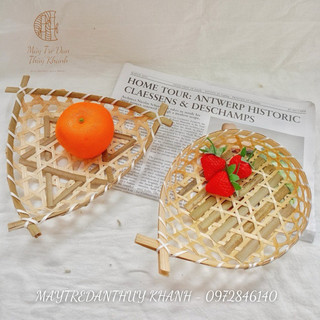 Giỏ đựng tre mắt cáo đựng đồ ăn deocr trang trí hình con cá và tam giác