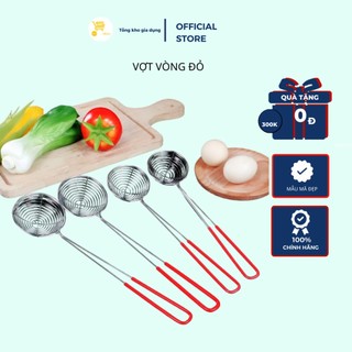 Vợt Múc Trân Châu, Vợt Vớt Topping, Vợt Vòng Inox Cán Đỏ (Đủ Size) Mta-Mart Vệ Sinh, Tiện Dụng