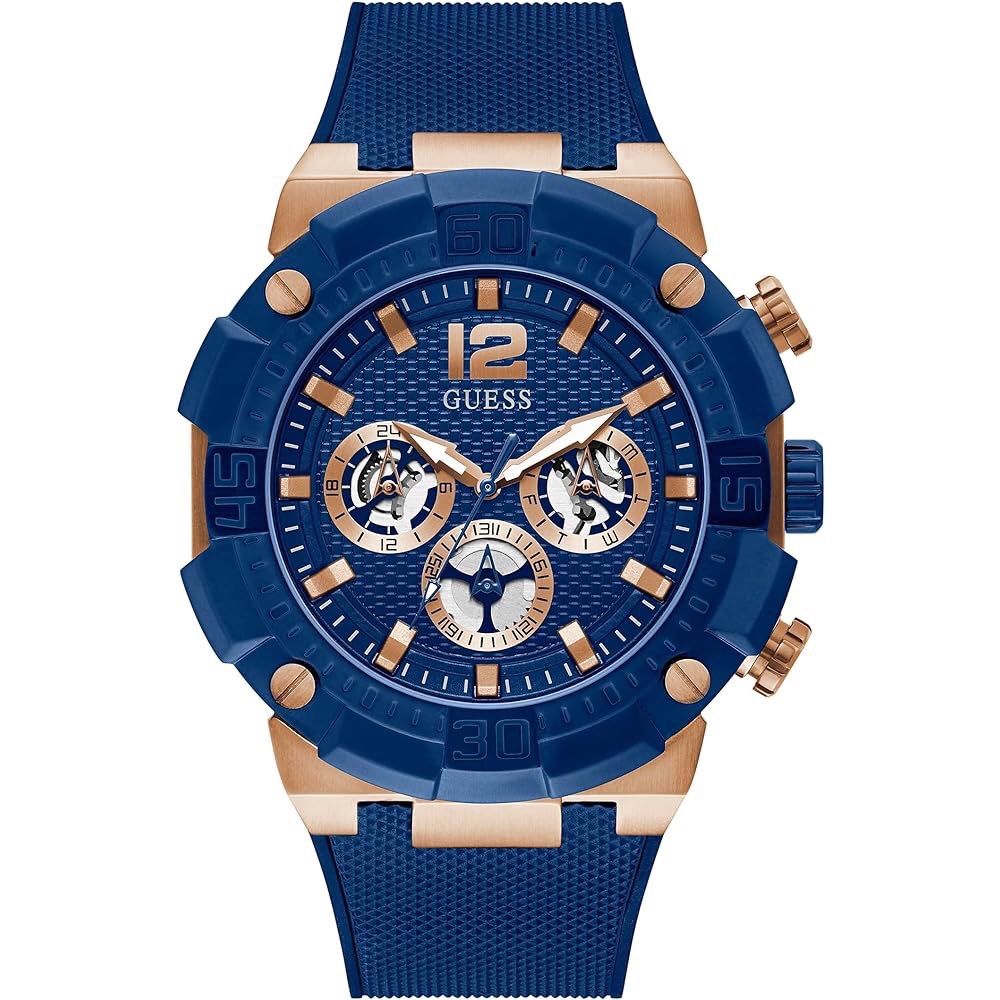 Đồng hồ nam Guess GW0264G4 Rose Gold-Tone & Blue Multifunction Watch, Authentic, Fullbox, Luxury dia