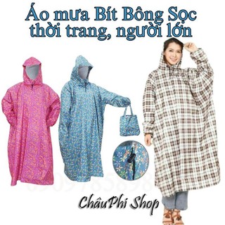 Áo mưa Bít Bông và Bít Sọc. Vải dù cao cấp thời trang chống thấm, hàng loại 1, tặng kèm túi.