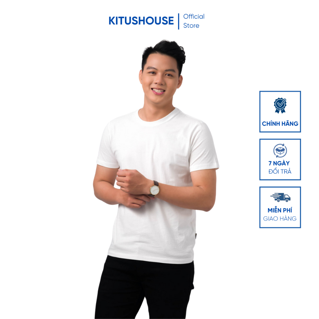 Áo Thun Trơn Nam, Áo Phông Trơn Nam Cổ Tròn Basic 100 Cotton Thoáng Mát Cao Cấp Tay Ngắn Màu Trắng -