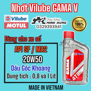 Dầu Nhớt Vilube Gama 20W50 0,8L 1L Chính Hãng Cho Xe Số