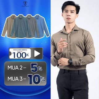 Áo sơ mi dài tay nam Polido vải mềm mịn thoáng mát thấm hút mồ hôi tốt kiểu dáng basic phom slimfit thời trang nam