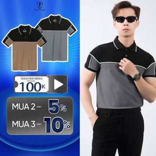 Áo polo nam cộc tay Polido phối chất vải cotton thoáng mát co giãn 4 chiều mềm mịn chuẩn form kiểu dáng slimfit thời tra