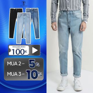 Quần jeans nam,quần jeans trơn nam Polido dáng basic slimfit co giãn tốt thoải mái không bai xù bền màu