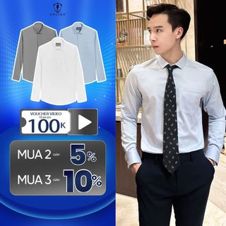 Áo sơ mi dài tay ,sơ mi nam Polido Giấu Nẹp kiểu dáng slimfit chất vải sợi tre mềm mịn thoải mái co giãn thời trang công