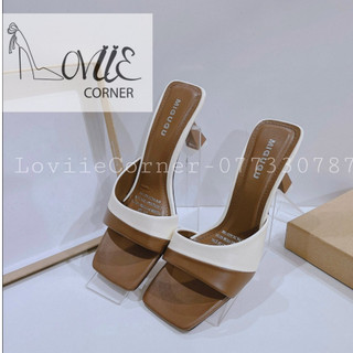 Guốc nữ loviiecorner - dép cao gót mũi vuông nữ tính - dép thời trang quai xéo phối màu d231128