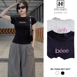 Áo thun cặp thêu chữ BÉEE cho nam nữ form rộng, áo thun cặp cho couple hyominstore.vn