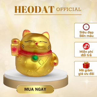 Heo đất tiết kiệm MÈO THẦN TÀI câu đối đeo chuông size nhỏ,vật phẩm tài lộc phong thủy,  TrumHeoDat.