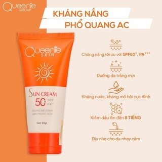 Kem Chống Nắng Dưỡng Trắng Da Mặt Cho Da Nhạy Cảm, Da Dầu, Da Mụn Queenieskin Spf50 Trắng Da Kiềm Dầu Nâng Tone