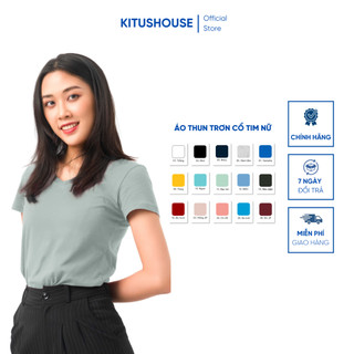 [CỔ TIM] Áo Thun Trơn Nữ, Áo Phông Trơn Nữ Cổ TIM Basic 100 Cotton Thoáng Mát Cao Cấp Tay Ngắn Nhiều Màu - Áo Có Eo