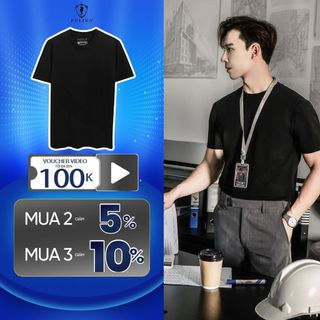 Áo thun cộc tay nam trơn Polido màu đen chất vải cotton thoáng mát co giãn 4 chiều dáng slimfit thời trang nam