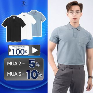 Áo polo nam trơn cộc tay Polido có túi chất vải cotton thoáng mát mềm mịn kiểu dáng slimfit thời trang nam