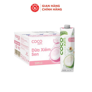 Thùng 12 chai nước dừa Xiêm Sen Cocoxim-TUH 1 lít/chai