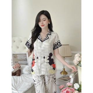 set đồ bộ pijama chuột chữ lụa xước