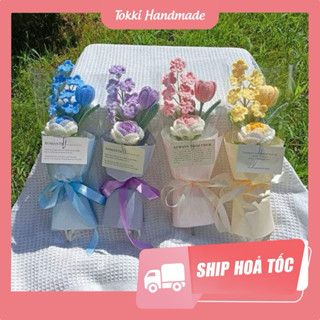   Có sẵn  Bó hoa len handmade mix hoa lưu ly hoa hồng tulip bằng len đẹp và ý nghĩa làm quà tặng 