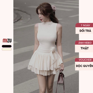 Váy Dự Tiệc Body Sát Nách Đính Hoa Chân Váy Tầng Bèo - Đầm MIZU Len Tăm Có Bigsize Kèm Quẩn Rời DV